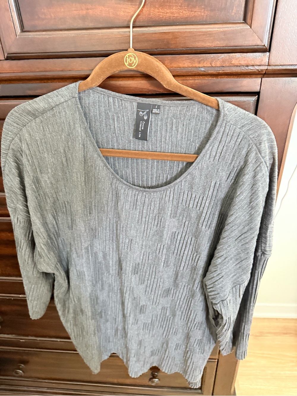 Gray Ribbed Knit Top